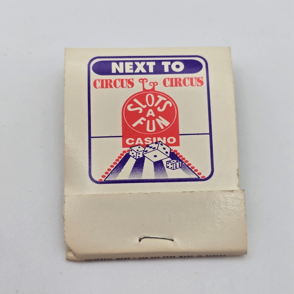 Vintage Slots-A-Fun Casino Las Vegas Matchbook Silver City Circus Circus Dice